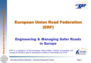 International Road Federation Brussels Programme Centre Page 1