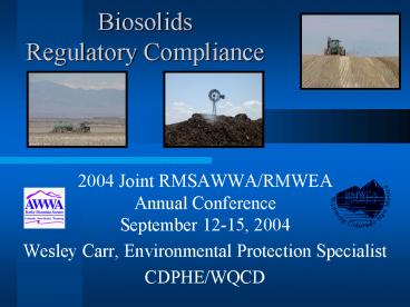 Biosolids Regulatory Compliance