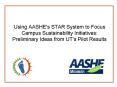 Using AASHE's STAR System to Focus Campus Sustainability Initiatives: Preliminary Ideas from UT's Pi PowerPoint PPT Presentation