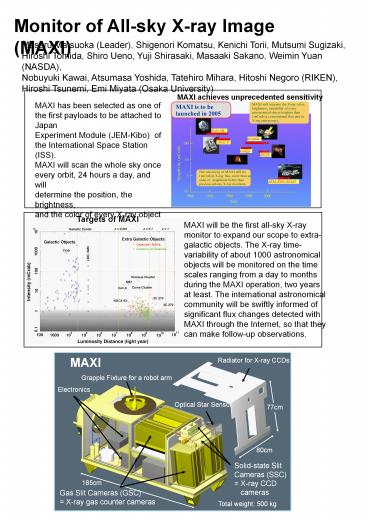 Monitor of All-sky X-ray Image (MAXI)
