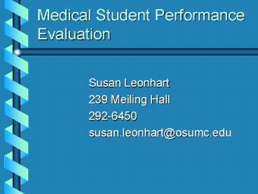 Medical Student Performance Evaluation presentation | free to view