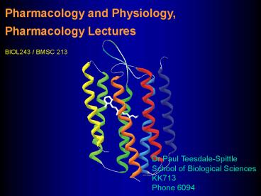 Pharmacology and Physiology,