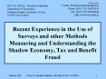 Recent Experience in the Use of Surveys and other Methods Measuring and Understanding the Shadow Economy, Tax and Benefit Fraud PowerPoint PPT Presentation