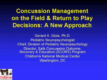 PPT – Concussion Management on the Field PowerPoint presentation | free ...