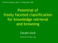 Potential of freely faceted classification for knowledge retrieval and browsing PowerPoint PPT Presentation