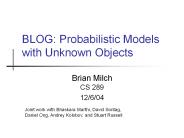 BLOG: Probabilistic Models with Unknown Objects