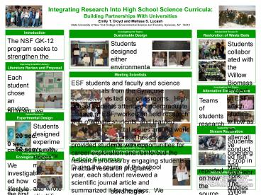 Integrating Research Into High School Science Curricula: