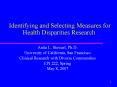 Identifying and Selecting Measures for Health Disparities Research PowerPoint PPT Presentation