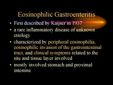 Eosinophilic Gastroenteritis