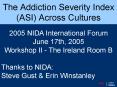 The Addiction Severity Index ASI Across Cultures PowerPoint PPT Presentation