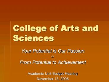 College of Arts and Sciences