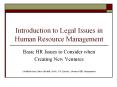 Introduction to Legal Issues in Human Resource Management PowerPoint PPT Presentation