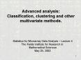 Advanced analysis: Classification, clustering and other multivariate methods' PowerPoint PPT Presentation