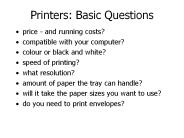 Printers: Basic Questions