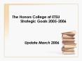 The Honors College at ETSUStrategic Goals 20052006 PowerPoint PPT Presentation
