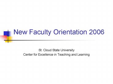 New Faculty Orientation 2006