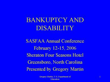 BANKUPTCY AND DISABILITY