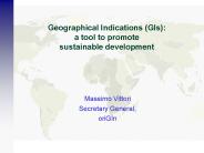 Geographical Indications (GIs): a tool to promote sustainable development