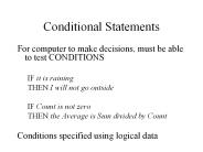 Conditional Statements