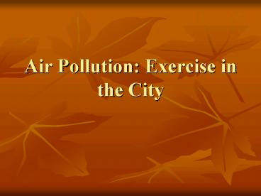 Air Pollution: Exercise in the City
