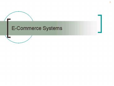 ECommerce Systems