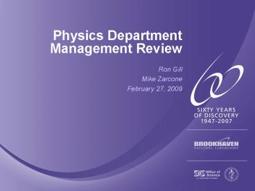 Physics Department Management Review