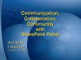 Communication, Collaboration, Community with SharePoint Portal PowerPoint PPT Presentation
