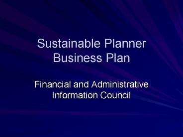 Sustainable Planner Business Plan