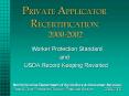 PRIVATE APPLICATOR RECERTIFICATION 2000-2002 PowerPoint PPT Presentation
