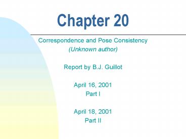 Correspondence and Pose Consistency