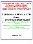 QUENCHING THE THIRST OF MILLIONS IN THE WORLD- APPLICATION OF PROCESSED MORINGA OLEIFERA SEEDS IN DRINKING WATER TREATMENT PowerPoint PPT Presentation