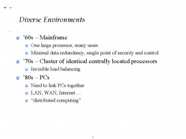 Diverse Environments