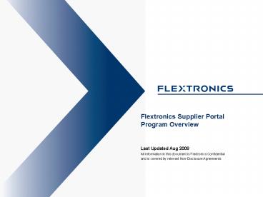Flextronics Supplier Portal Program Overview