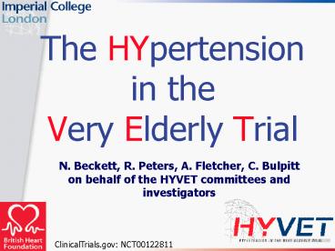 The HYpertension in the Very Elderly Trial
