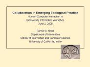 Collaboration in Emerging Ecological Practice