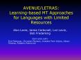 AVENUE/LETRAS: Learning-based MT Approaches for Languages with Limited Resources PowerPoint PPT Presentation