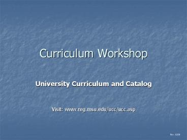 Curriculum Workshop