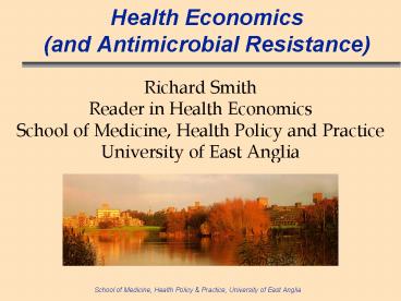 Health Economics and Antimicrobial Resistance