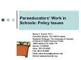 Paraeducators Work in Schools: Policy Issues PowerPoint PPT Presentation