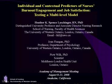 Heather K' Spence Laschinger, RN, PhD