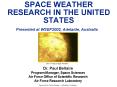 SPACE WEATHER RESEARCH IN THE UNITED STATES  Presented at WSEF2002, Adelaide, Australia PowerPoint PPT Presentation