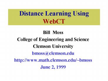 Distance Learning Using WebCT