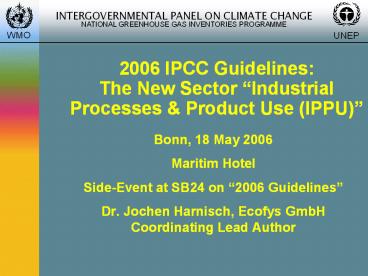 2006 IPCC Guidelines: The New Sector 