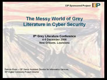 I3P Sponsored Project