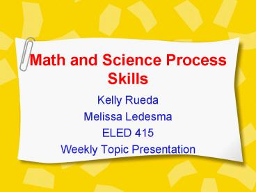 Math and Science Process Skills