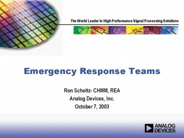 Emergency Response Teams