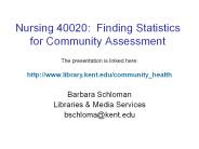 Nursing 40020: Finding Statistics for Community Assessment