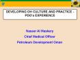 DEVELOPING OH CULTURE AND PRACTICE PDOs EXPERIENCE PowerPoint PPT Presentation