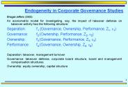 Endogeneity in Corporate Governance Studies