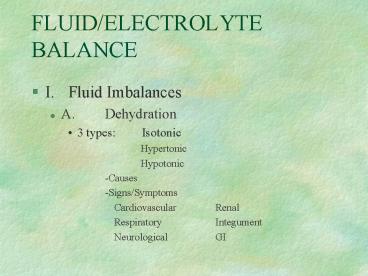 FLUIDELECTROLYTE BALANCE